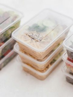 meal prep containers filled with food