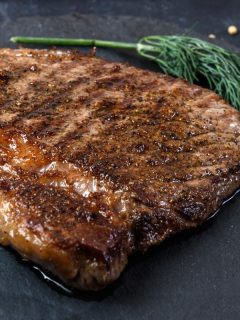steak on black background
